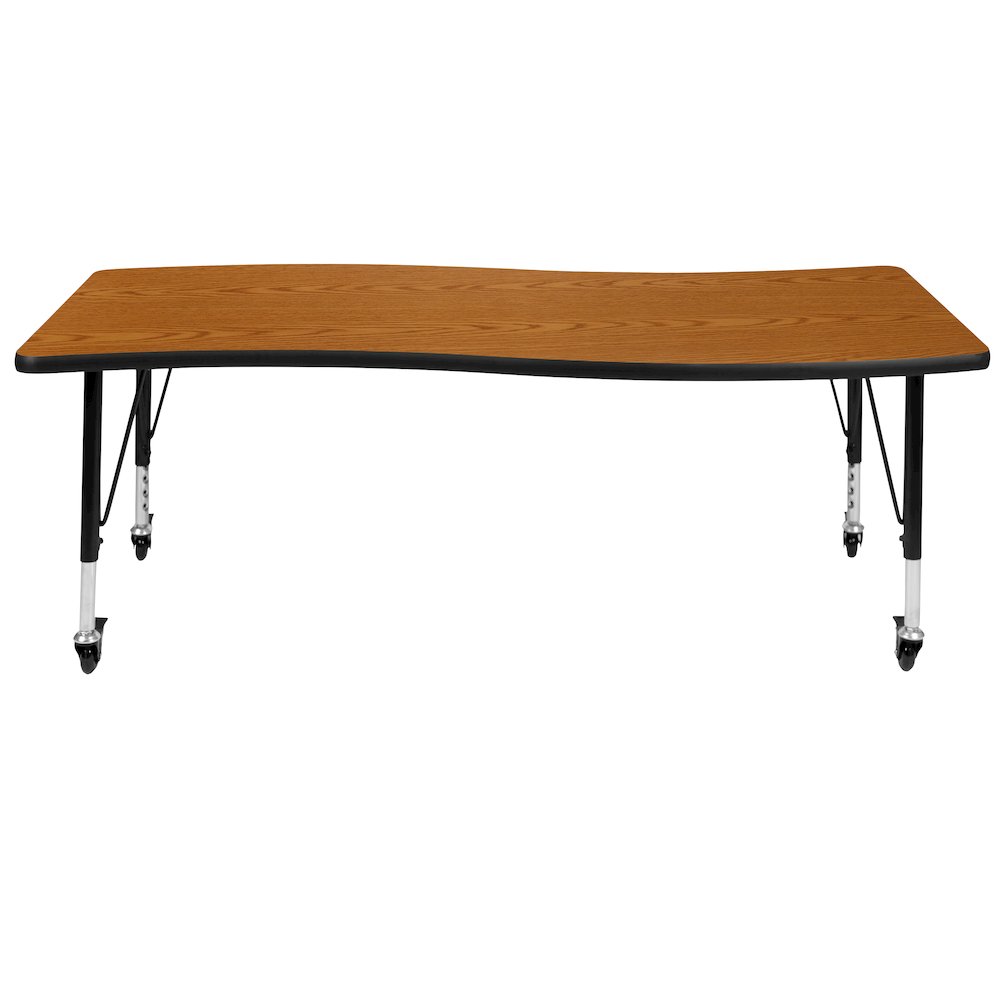 Mobile 26"W x 60"L Rectangle Oak Activity Table - Height Adjust Short Legs