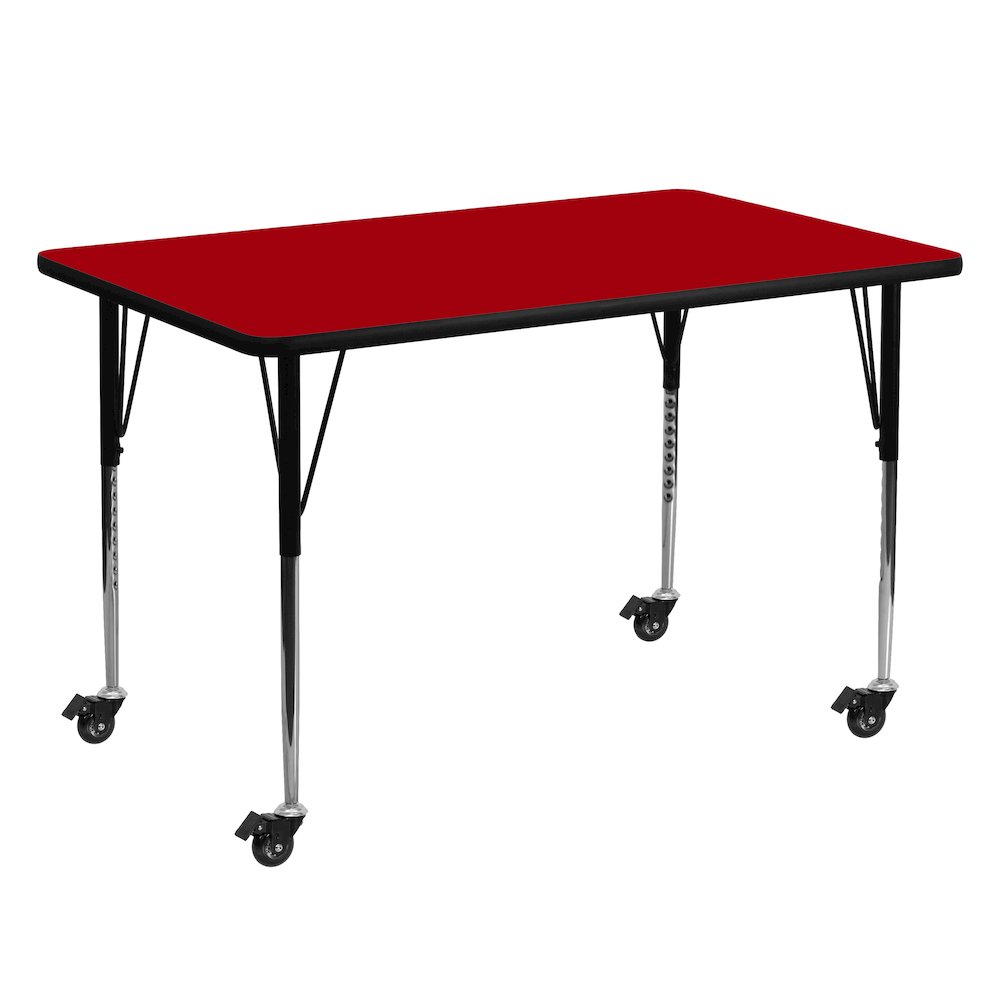 Mobile 30''W x 60''L Red Thermal Activity Table - Standard Height Legs