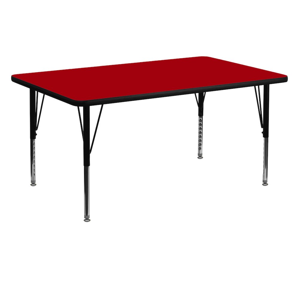 30''W x 60''L Red Thermal Activity Table - Height Adjustable Short Legs