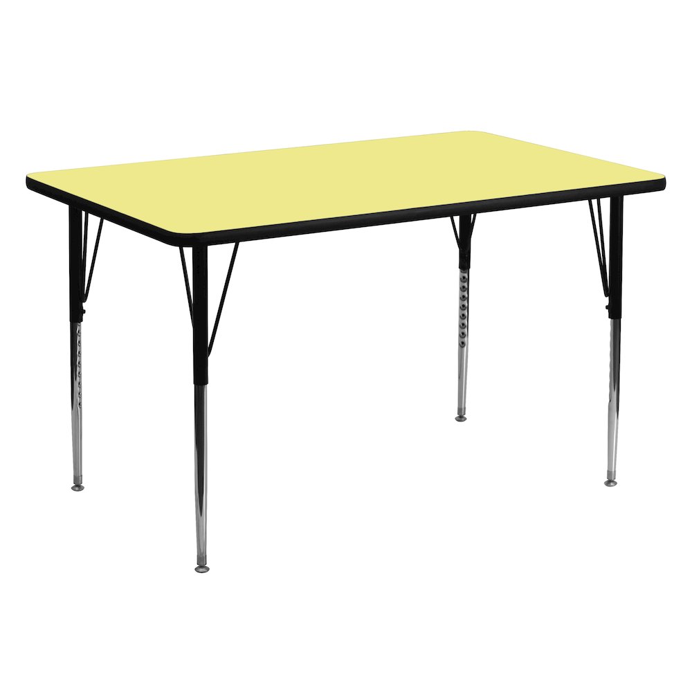 30''W x 60''L Yellow Thermal Activity Table - Standard Height Adjustable Legs