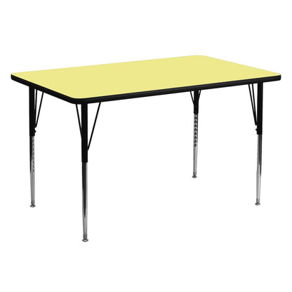 30''W x 60''L Yellow Thermal Activity Table - Standard Height Adjustable Legs
