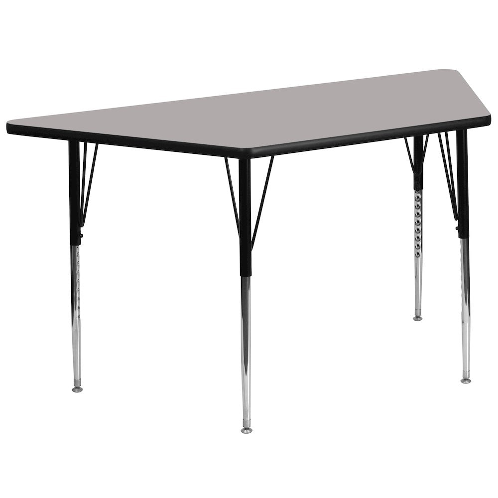 29''W x 57''L Trapezoid Grey HP Activity Table - Standard Height Adjustable Legs