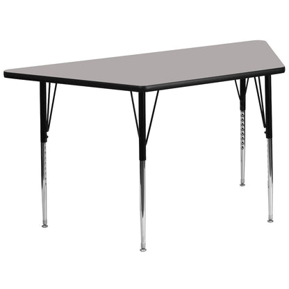 29''W x 57''L Trapezoid Grey HP Activity Table - Standard Height Adjustable Legs