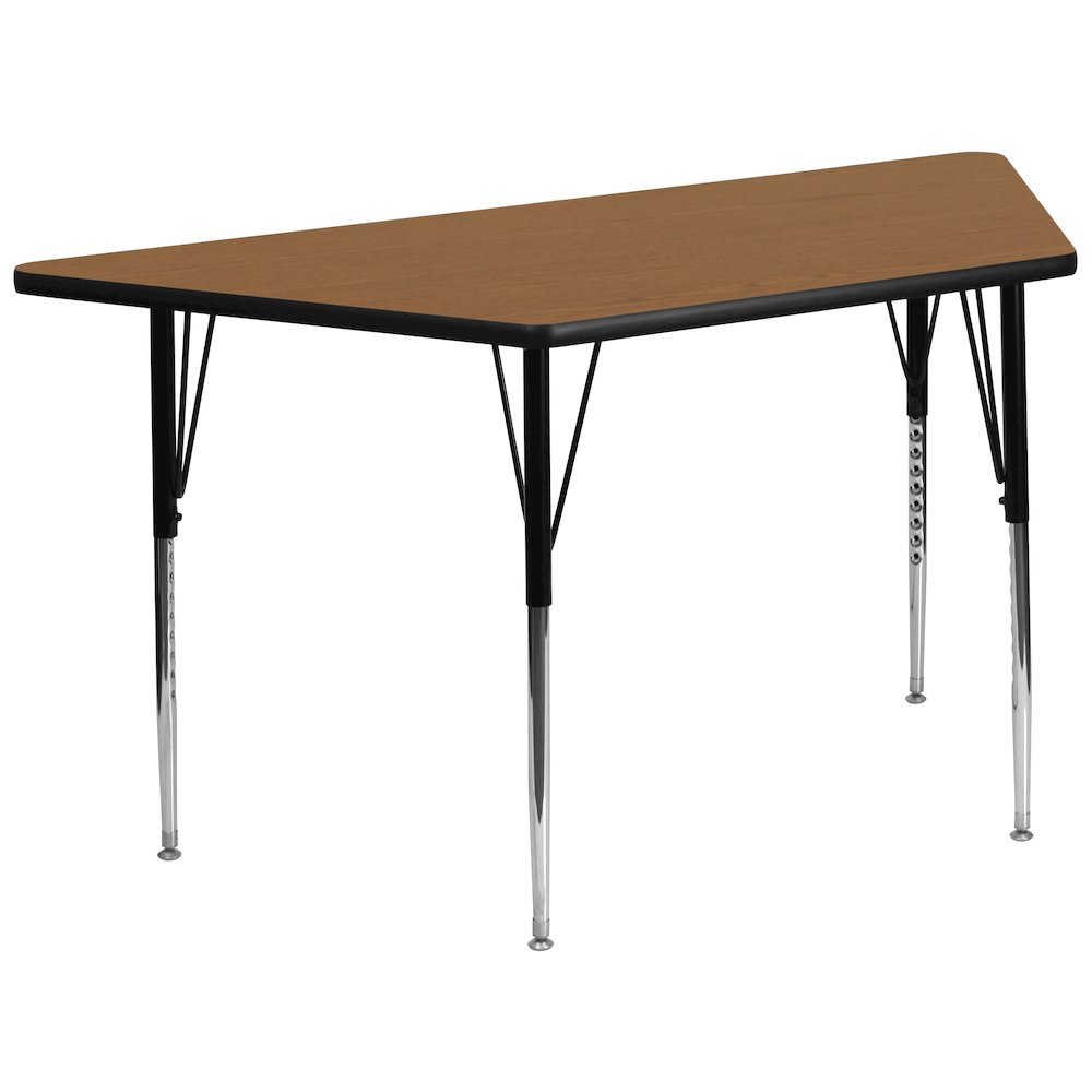 29''W x 57''L Trapezoid Oak Thermal Activity Table - Standard Height Legs