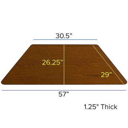 29''W x 57''L Trapezoid Oak Thermal Activity Table - Height Short Legs