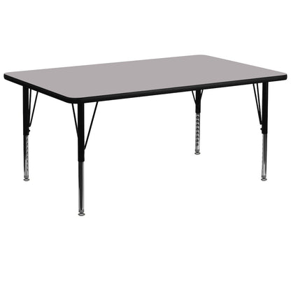 30''W x 72''L Grey Thermal Activity Table - Height Adjustable Short Legs