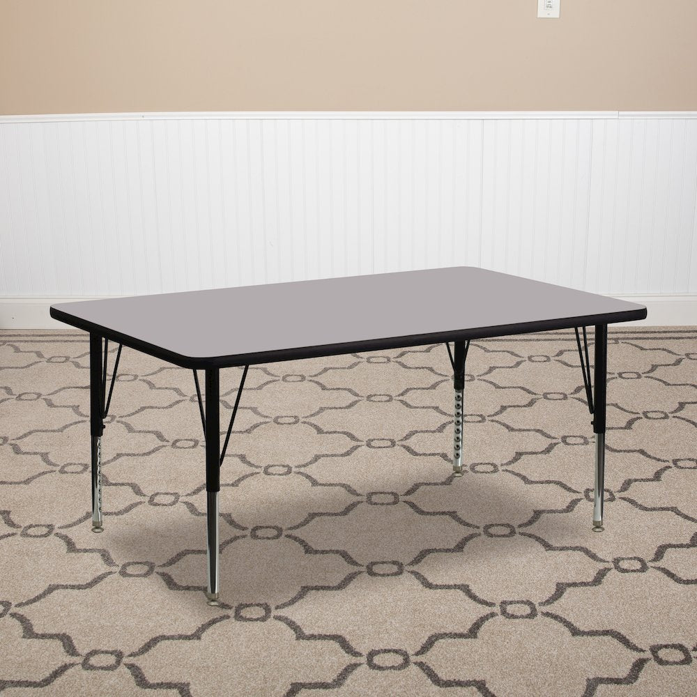 30''W x 72''L Grey Thermal Activity Table - Height Adjustable Short Legs