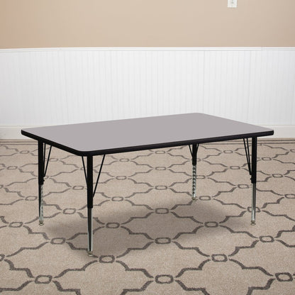 30''W x 72''L Grey Thermal Activity Table - Height Adjustable Short Legs