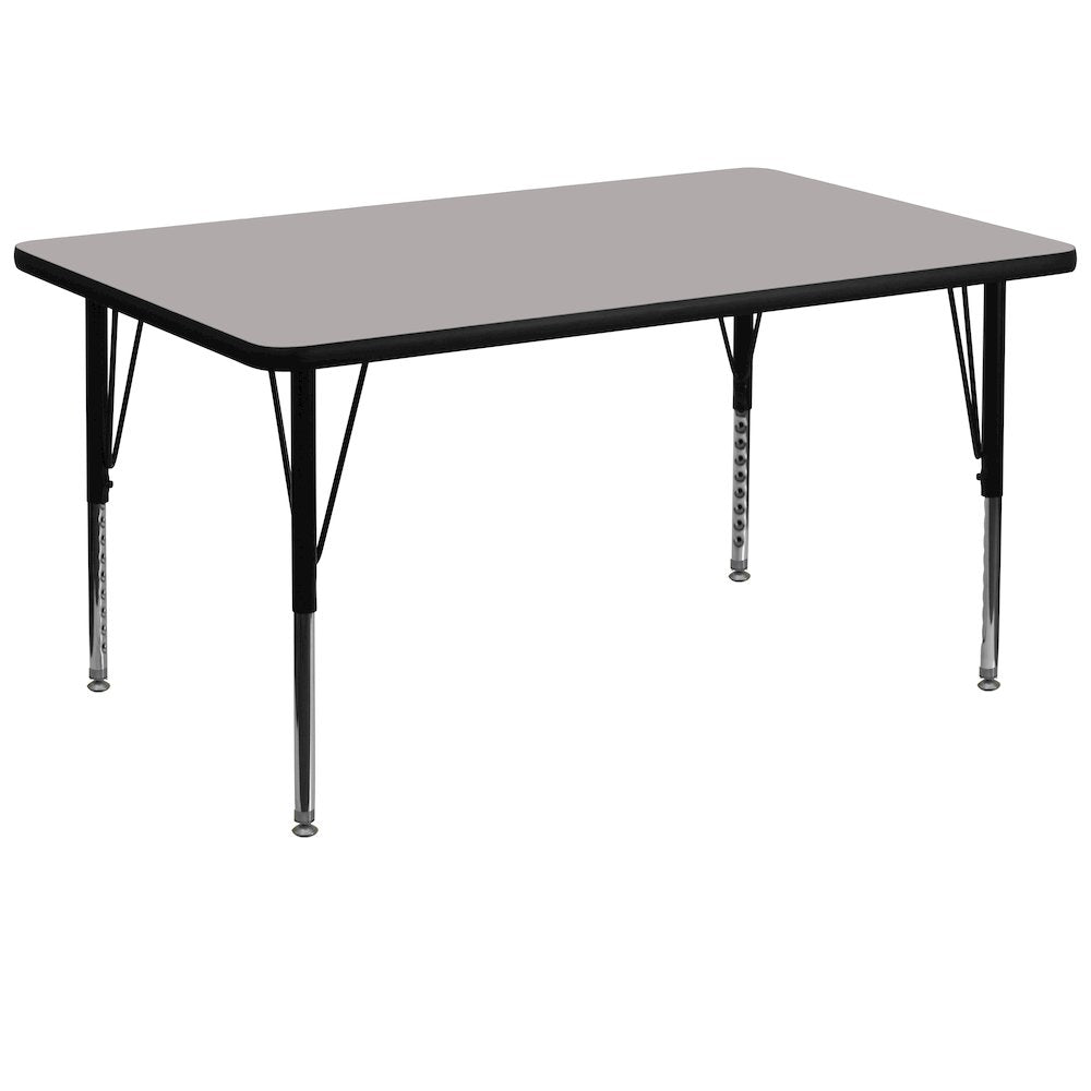 36''W x 72''L Rectangular Grey HP Activity Table - Height Adjustable Short Legs