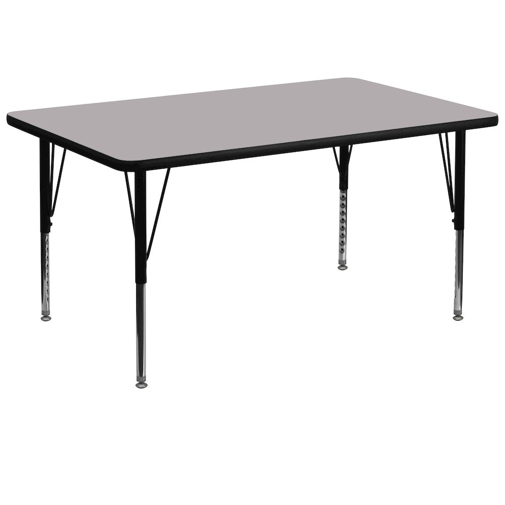 36''W x 72''L Grey Thermal Activity Table - Height Adjustable Short Legs