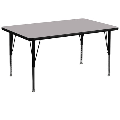 36''W x 72''L Grey Thermal Activity Table - Height Adjustable Short Legs