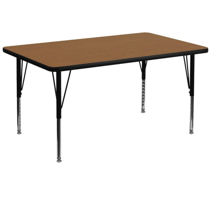 36''W x 72''L Oak Thermal Activity Table - Height Adjustable Short Legs