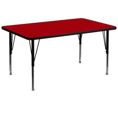 36''W x 72''L Red Thermal Activity Table - Height Adjustable Short Legs