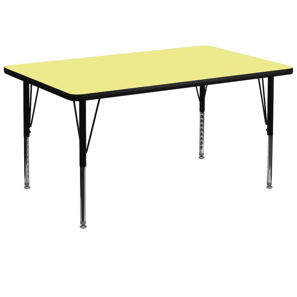 36''W x 72''L Yellow Thermal Activity Table - Height Adjustable Short Legs