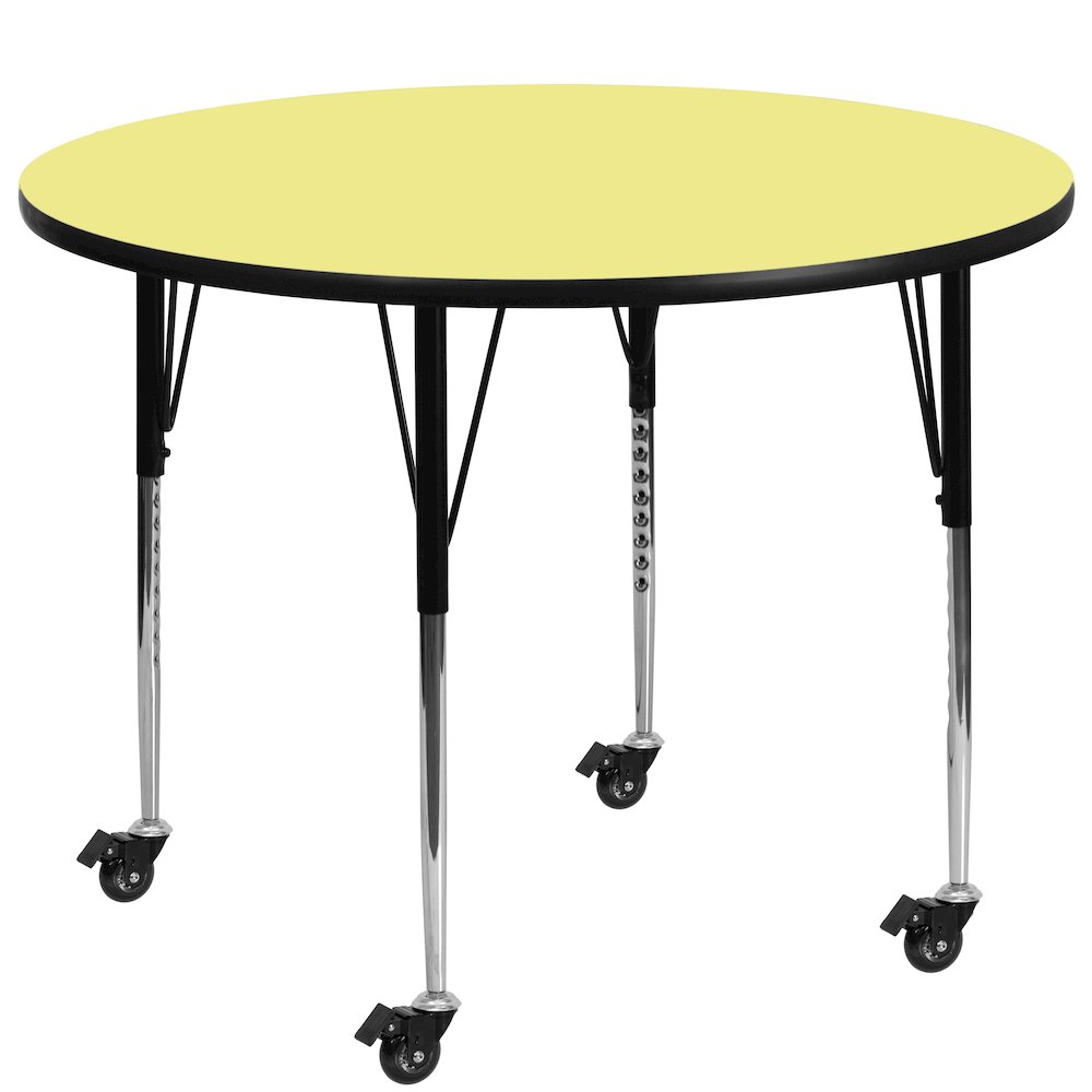 Mobile 42'' Yellow Thermal Activity Table - Standard Height Adjustable Legs