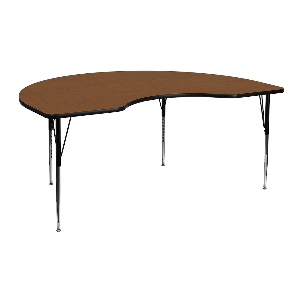 48''W x 72''L Kidney Oak HP Activity Table - Standard Height Adjustable Legs