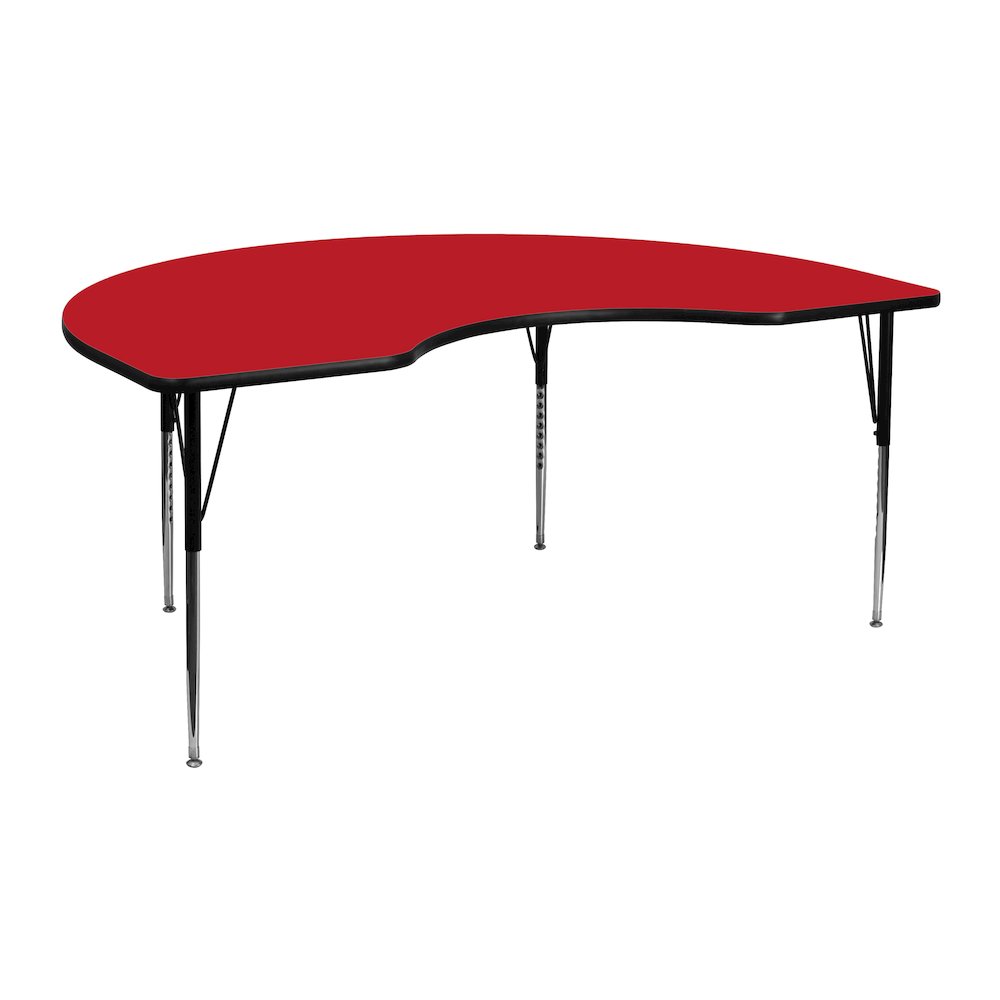 48''W x 72''L Kidney Red HP Activity Table - Standard Height Adjustable Legs
