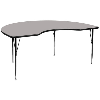 48''W x 96''L Kidney Grey HP Activity Table - Standard Height Adjustable Legs