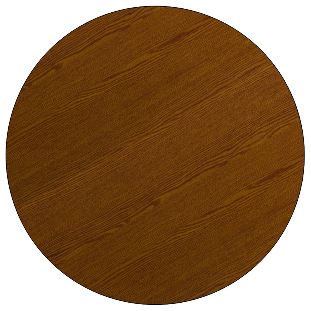 48'' Round Oak HP Laminate Activity Table - Standard Height Adjustable Legs