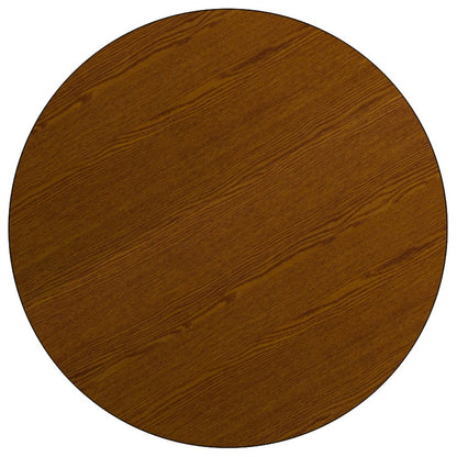 48'' Round Oak HP Laminate Activity Table - Standard Height Adjustable Legs