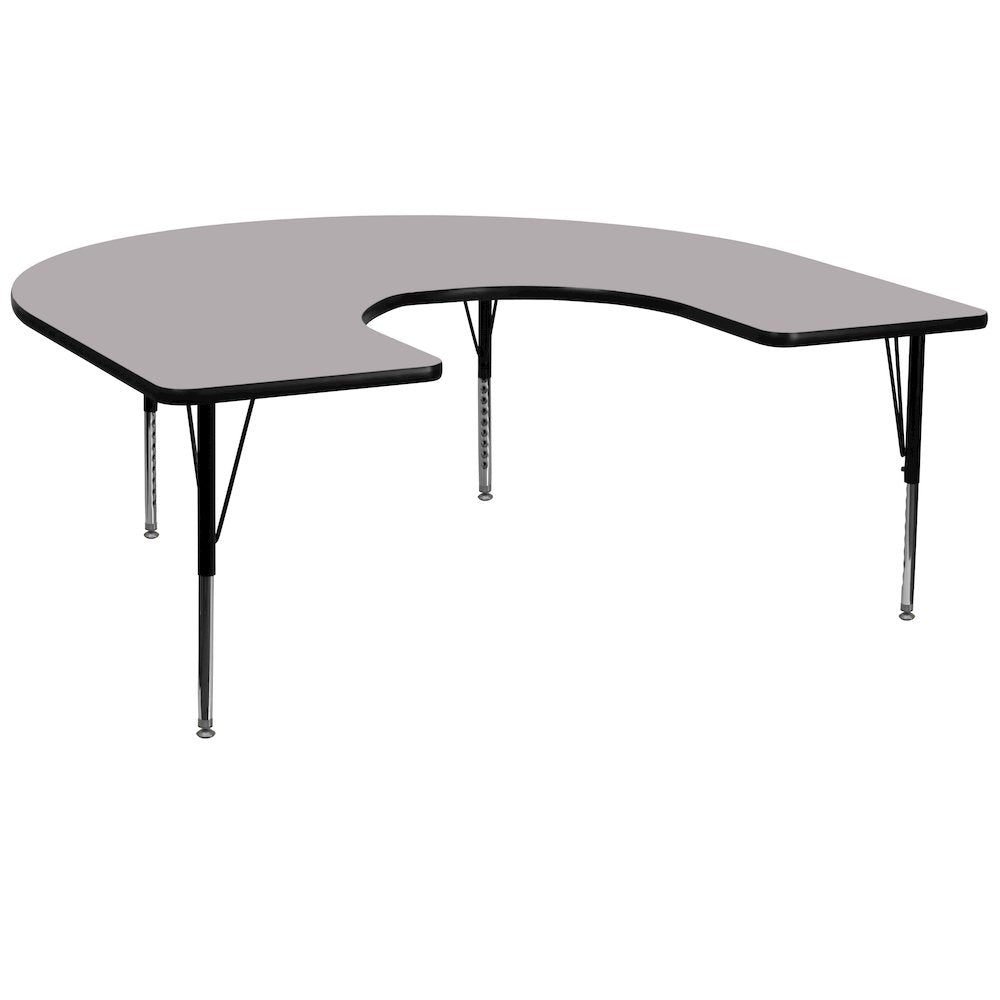 60''W x 66''L Horseshoe Grey Thermal Activity Table - Height Short Legs