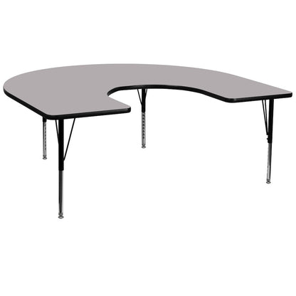 60''W x 66''L Horseshoe Grey Thermal Activity Table - Height Short Legs
