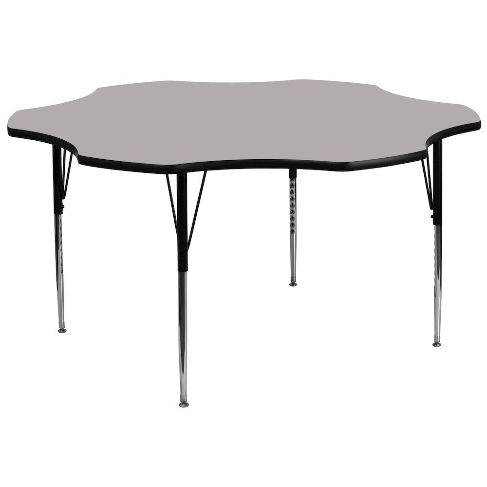 60'' Flower Grey Thermal Activity Table - Standard Height Adjustable Legs