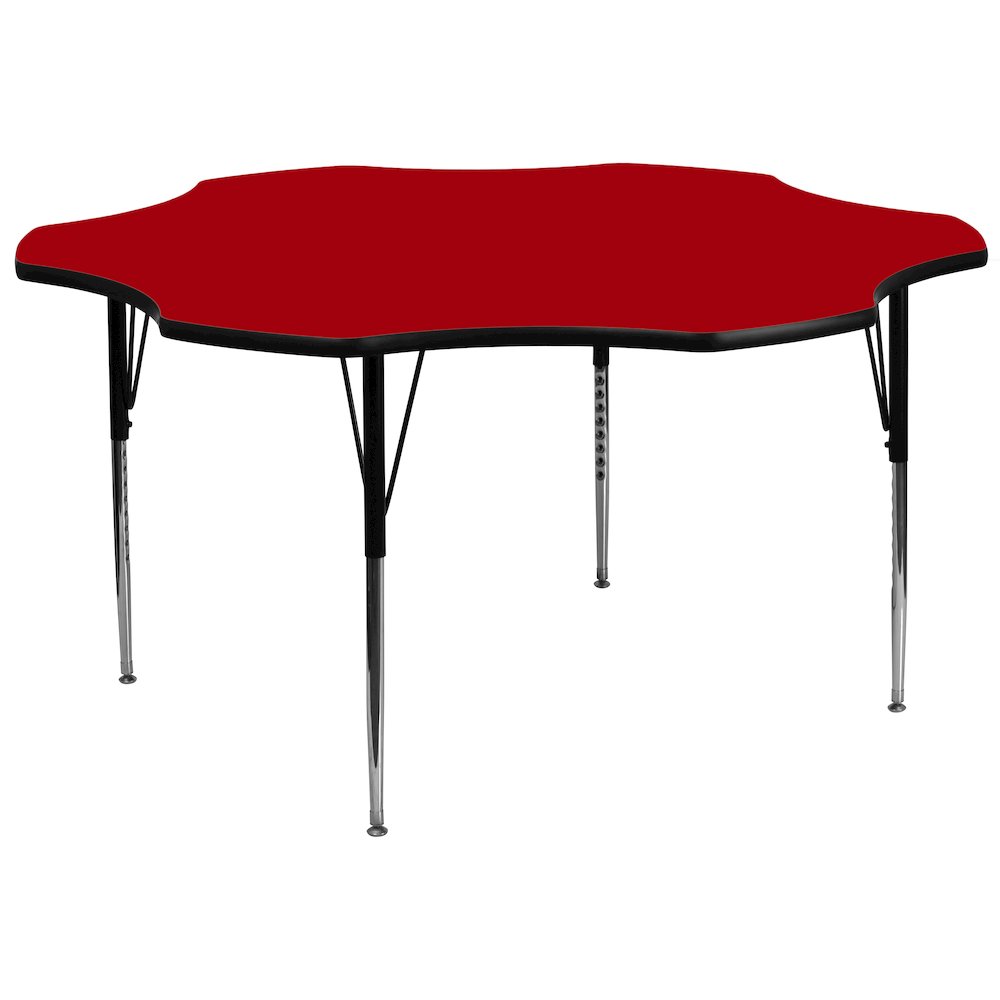 60'' Flower Red Thermal Activity Table - Standard Height Adjustable Legs