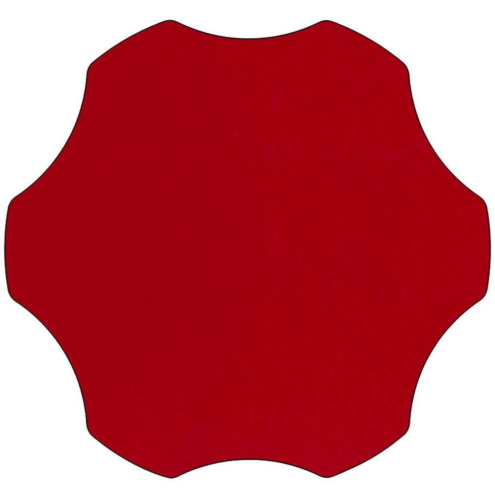 60'' Flower Red Thermal Laminate Activity Table - Height Adjustable Short Legs