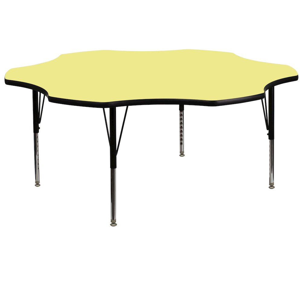 60'' Flower Yellow Thermal Activity Table - Height Adjustable Short Legs