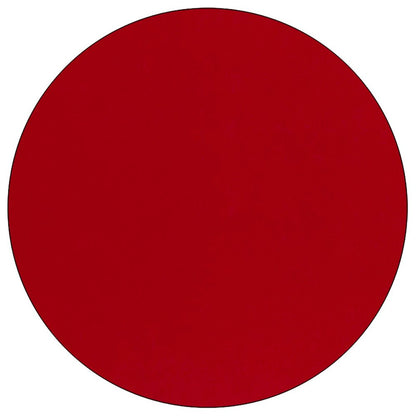 60'' Round Red Thermal Laminate Activity Table - Height Adjustable Short Legs