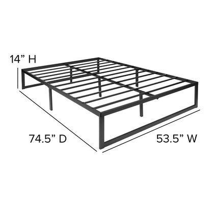 14 in Metal Platform Bed Frame and 2 in Cool Gel Memory Foam Topper - Full