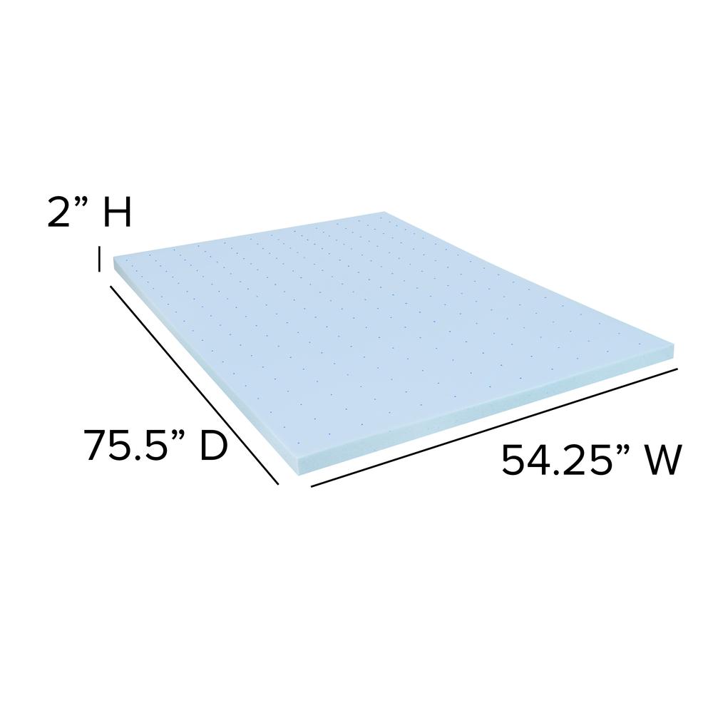 14 in Metal Platform Bed Frame and 2 in Cool Gel Memory Foam Topper - Full