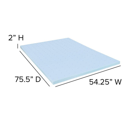 14 in Metal Platform Bed Frame and 2 in Cool Gel Memory Foam Topper - Full