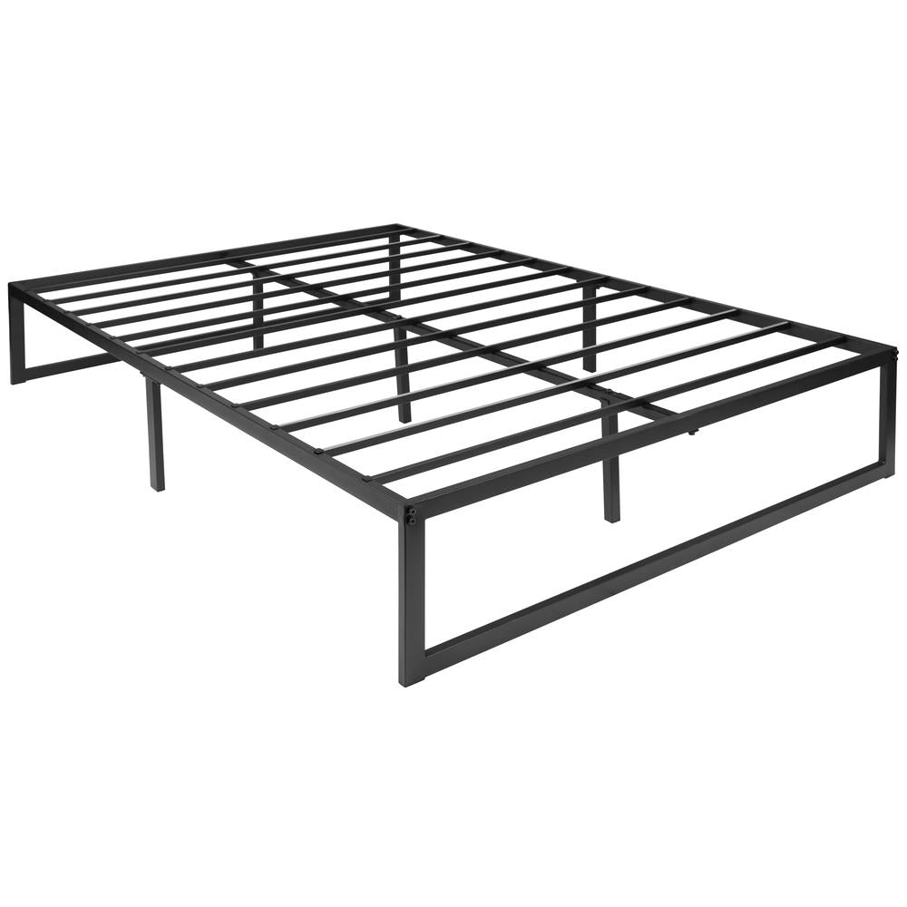 14 in Metal Platform Bed Frame and 2 in Cool Gel Memory Foam Topper - Full