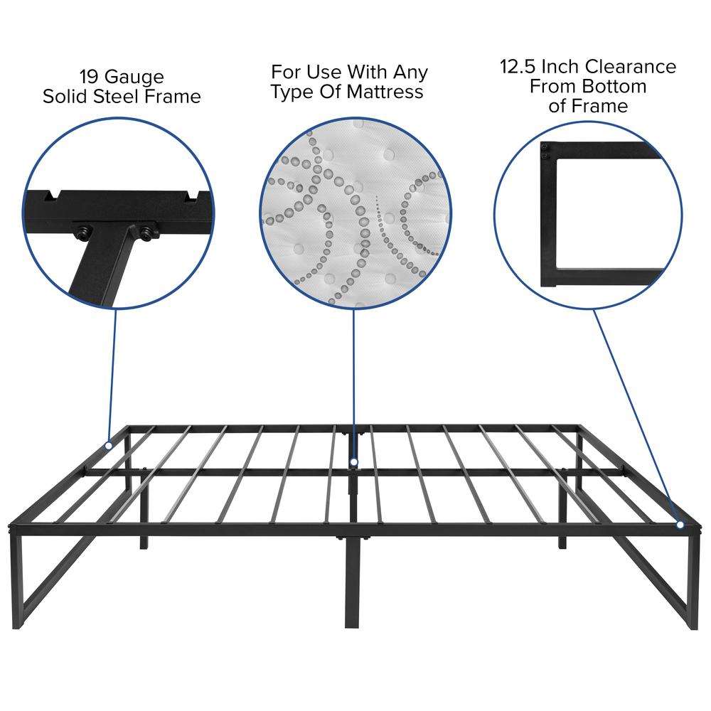 14 in Metal Platform Bed Frame and 2 in Cool Gel Memory Foam Topper - Full