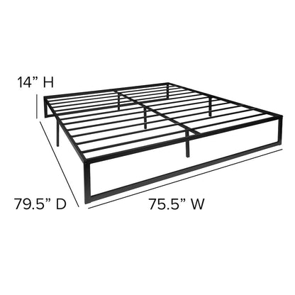 14 in Metal Platform Bed Frame and 2 in Cool Gel Memory Foam Topper - King