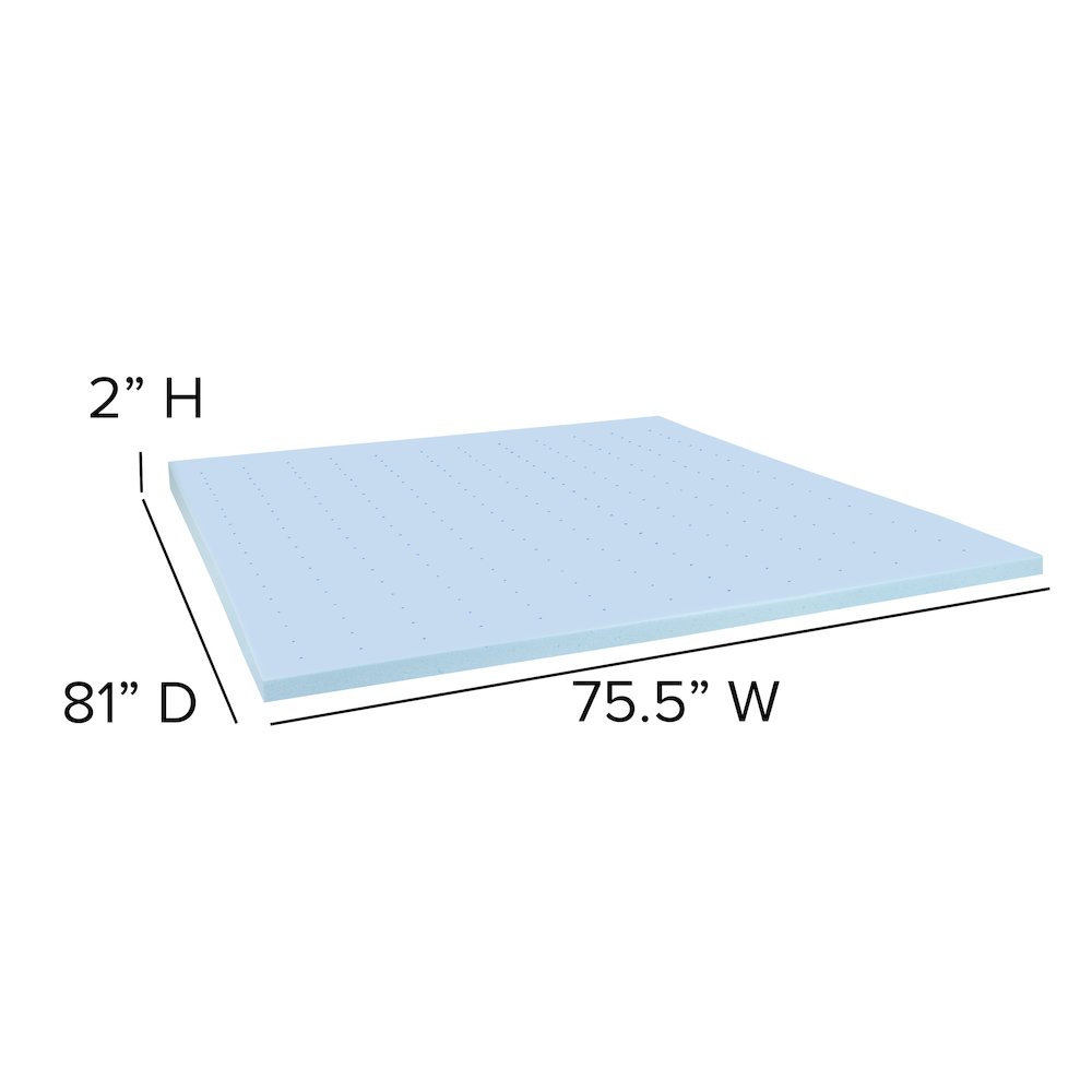 14 in Metal Platform Bed Frame and 2 in Cool Gel Memory Foam Topper - King