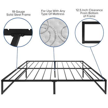 14 in Metal Platform Bed Frame and 2 in Cool Gel Memory Foam Topper - King