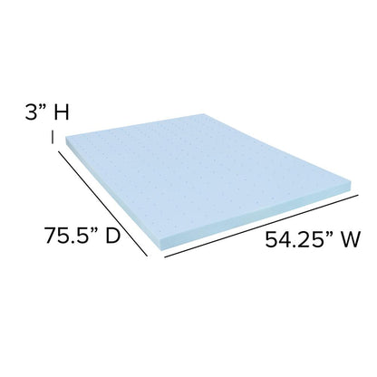 14 in Metal Platform Bed Frame and 3 in Cool Gel Memory Foam Topper - Full