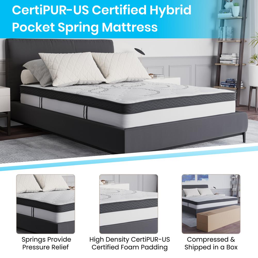 14 in Metal Platform Bed Frame and 3 in Cool Gel Memory Foam Topper - Full