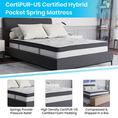 14 in Metal Platform Bed Frame and 3 in Cool Gel Memory Foam Topper - Full