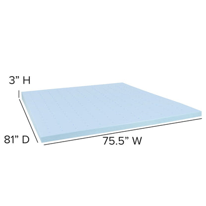 14 in Metal Platform Bed Frame and 3 in Cool Gel Memory Foam Topper - King