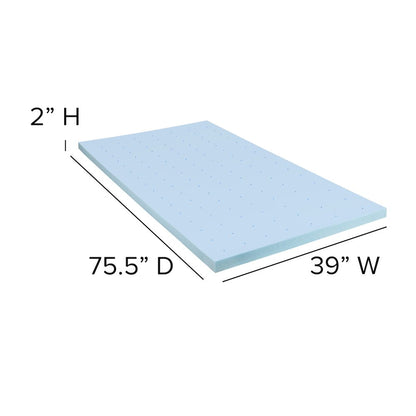 14 in Metal Platform Bed Frame with 12 in Mattress and 2 in Topper - Twin