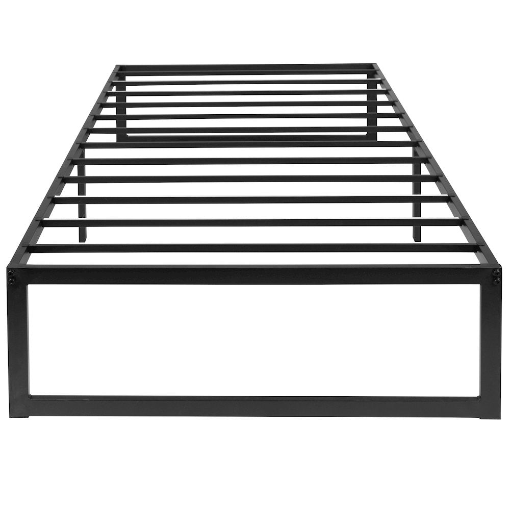 14 in Metal Platform Bed Frame with 12 in Mattress and 2 in Topper - Twin