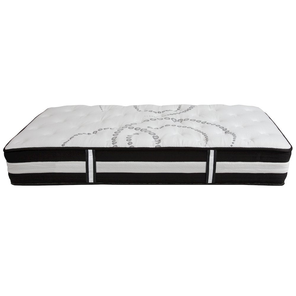 14 in Metal Platform Bed Frame with 12 in Mattress and 2 in Topper - Twin