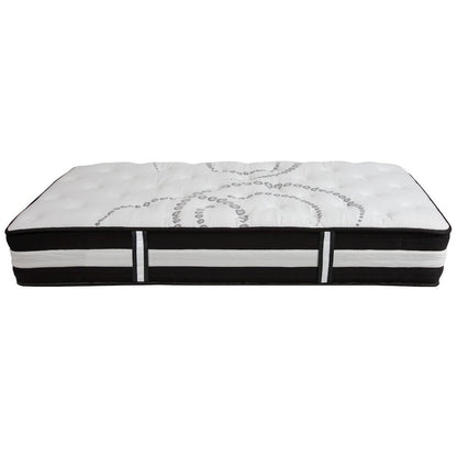 14 in Metal Platform Bed Frame with 12 in Mattress and 2 in Topper - Twin