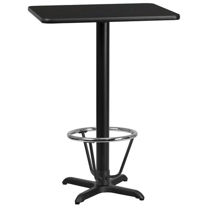 24'' x 30'' Black Table Top with 22'' x 22'' Bar Height Table Base and Foot Ring