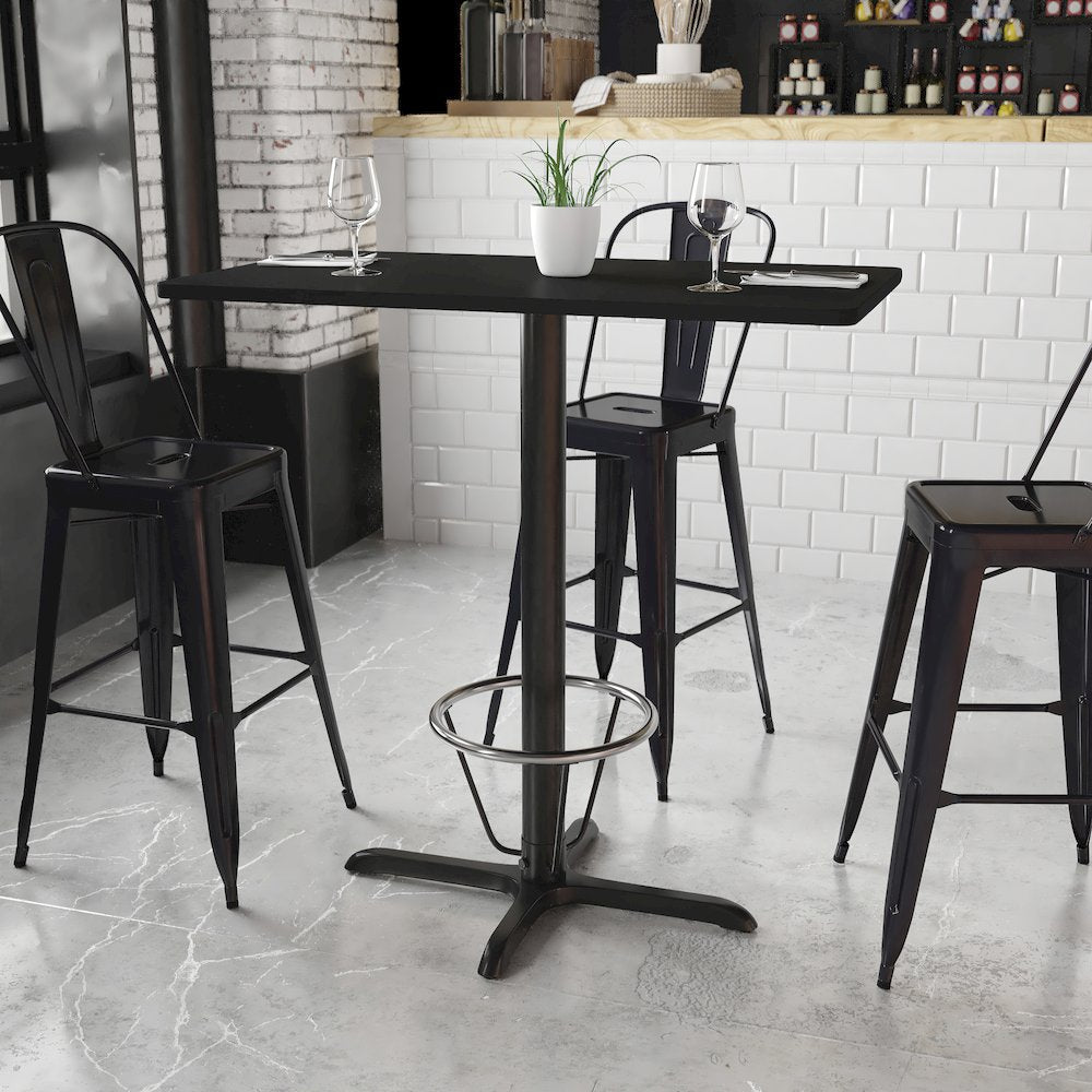 24'' x 42'' Black Table Top with 23.5'' x 29.5'' Bar Height