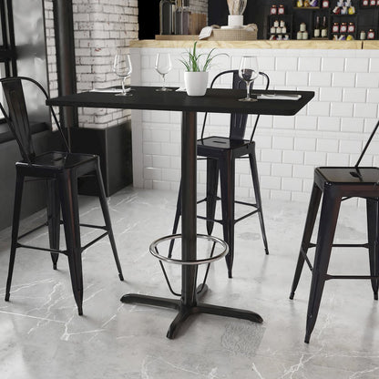 30'' x 42'' Black Table Top with 23.5'' x 29.5'' Bar Height